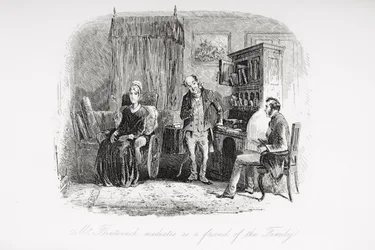 Mr. Flintwinch medlar som en vän till familjen, illustration från 